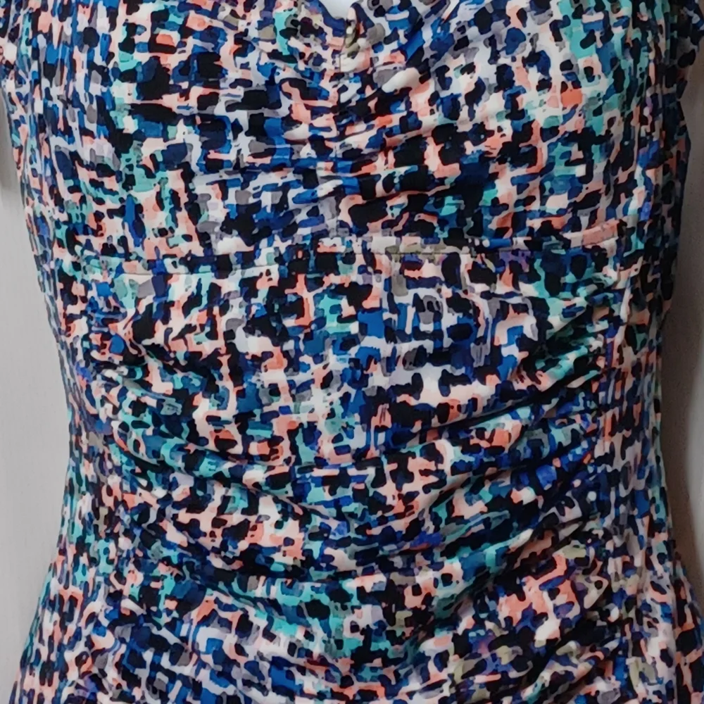 SWIM Solutions Women's Black Multi-Color Sherred Swimsuit. Size 16 - Picture 4 of 16